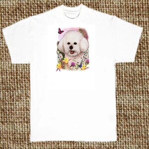 Bichon Fris Shirt, Dog Floral, (Sweatshirt,  Hoodie Available On Request) #812f