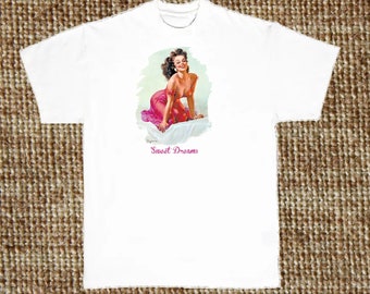 Camiseta vintage de chica pin-up, chica de los años 50 (sudadera o sudadera con capucha disponibles a pedido) n.° 584h