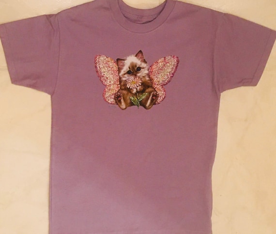 Flitten Kitten T-shirt, Butterfly Kitten T-shirt, Children's