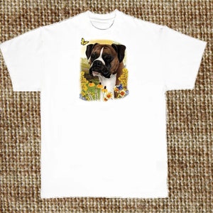 Boxer T Shirt, Boxer Floral Dog Shirt, (Sweatshirt, Hoodie Available on Request) #817a