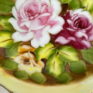 Bol de service vintage, roses peintes à la main, bordures dorées, Japon des années 1940