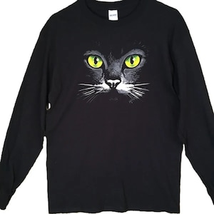 Cat Face T Shirt, Green Eye Cat, (Sweatshirt, Hoodie Available on Request) no.275e