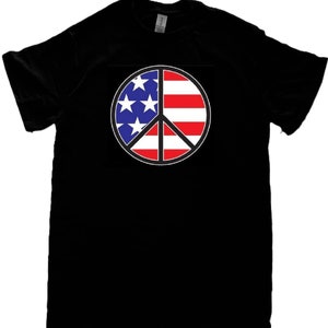 Peace-Zeichen-T-Shirt, USA-Flagge Peace-Symbol (Sweatshirt, Hoodie auf Anfrage erhältlich) #782