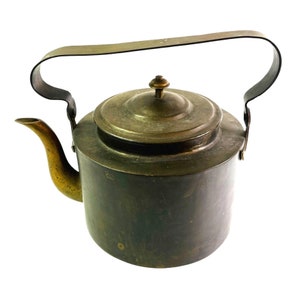 Copper Kettle Coffee or Teapot with Lid Heavy 7.25&quot; x 9&quot; Handmade Rustic Vintage Farm Kitchen