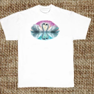 Swan T Shirt, Glitter Swan Exotic Bird, (Sweatshirt, Hoodie Available on Request) #781