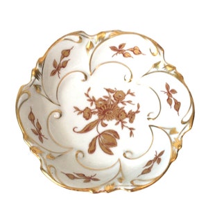 German Bowl Vintage Jlmenau Graf Von Henneberg Germany Porcelain Gold 5.75&quot;