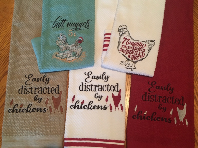 Chicken Themed Dish Towels Etsy