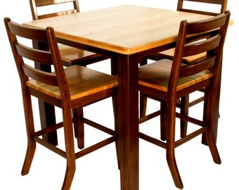 Solid Oak High Table and Chair Set – Mortise & Tenon Construction