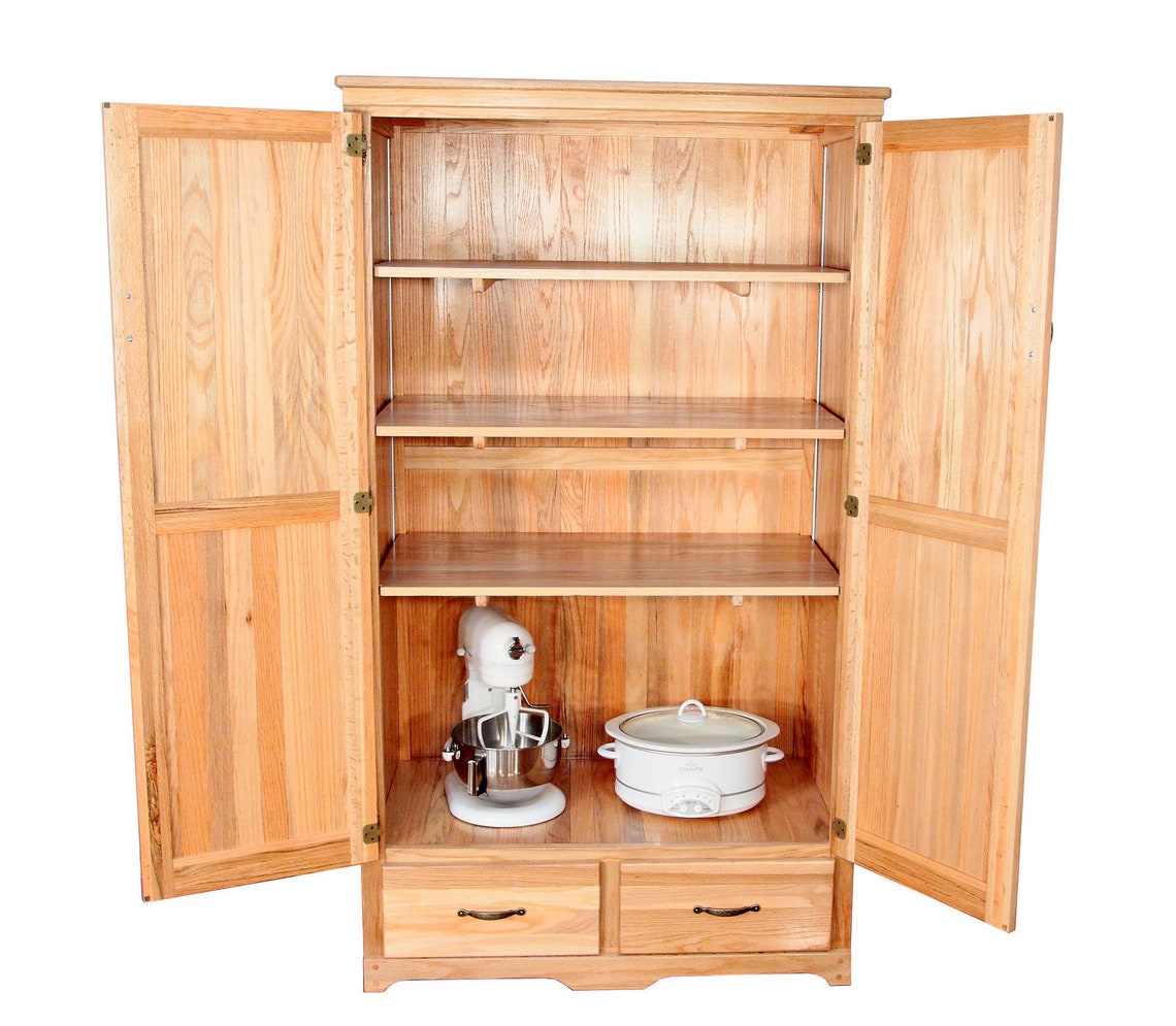 Solid Oak Hardwood Pantry Massive Storage Etsy