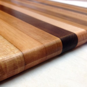 Hand Laid Hardwood Cuttingboard: Walnut, sycamore, ash, cherry (slim design) B4  by Bradley Brand - Made in USA since 1903