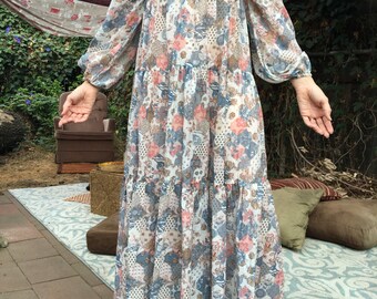 PEECHI Smocked Bodice Patchwork Dress PEECHI Smocked Bodice Patchwork Dress
