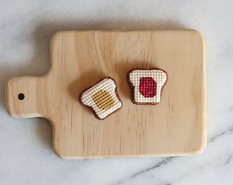 Pindakaasgelei Tijd! Alleen direct digitaal bestand downloaden. PB+J School Lunch klassiek 3D mini-kruissteekpatroon voor eten.