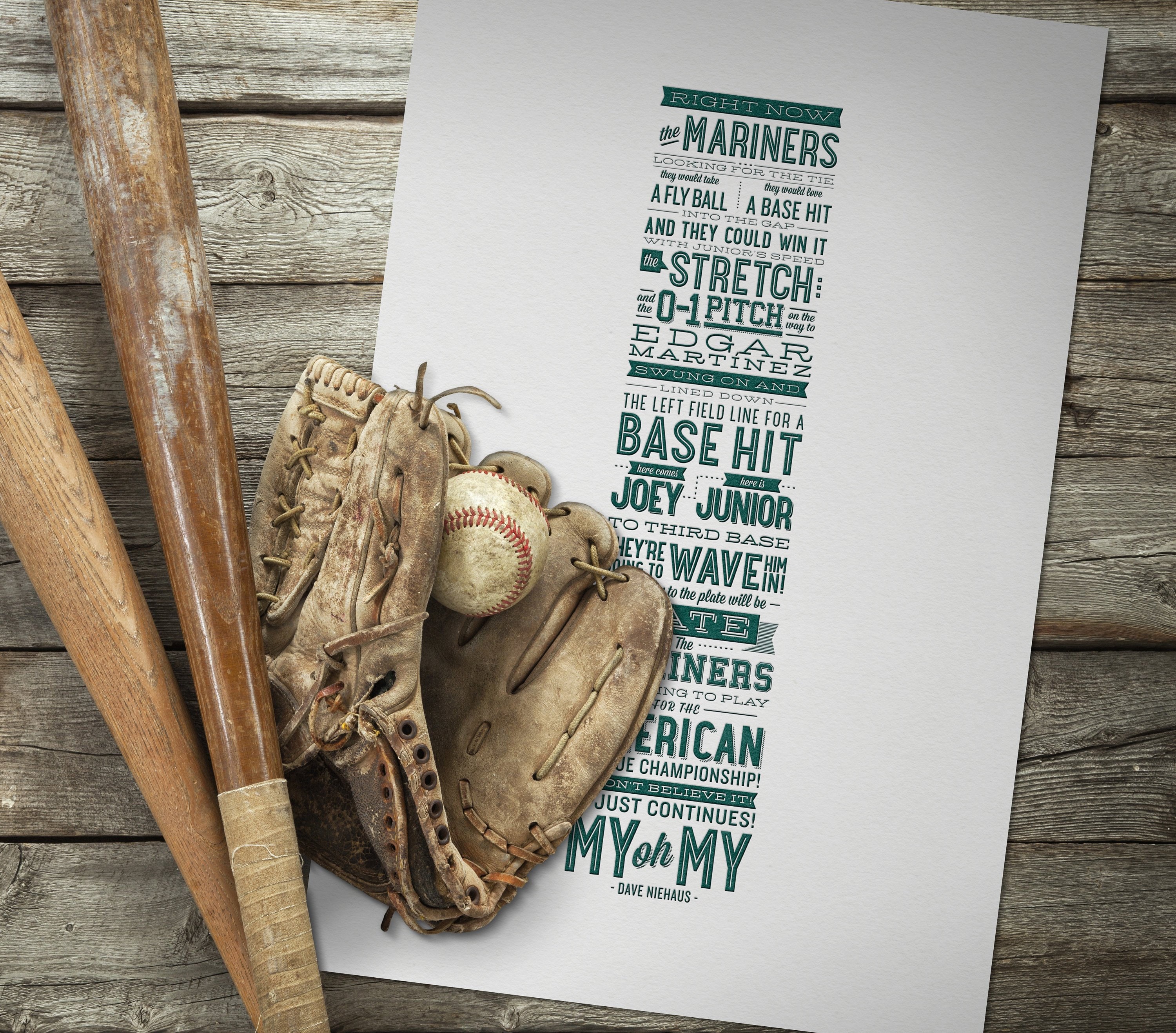 Letterpress Famous Quote Poster of Seattle Mariners Dave Etsy