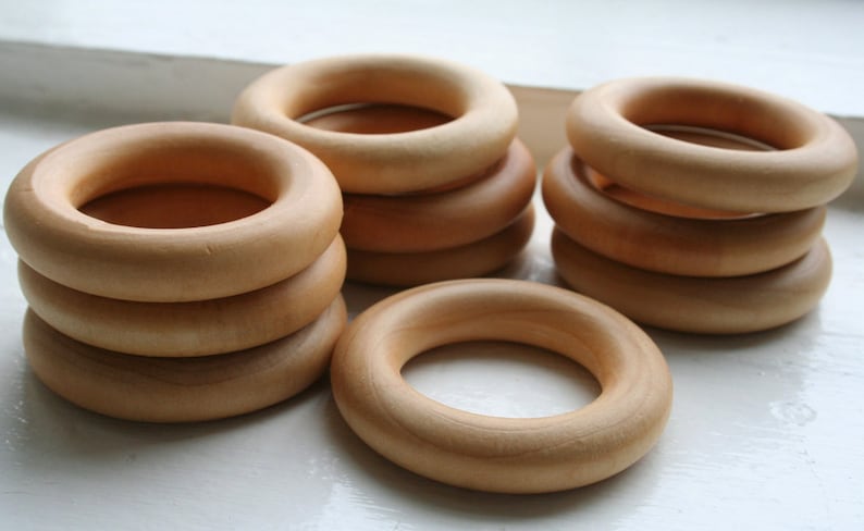 25 Wooden Rings Essential Montessori image 1