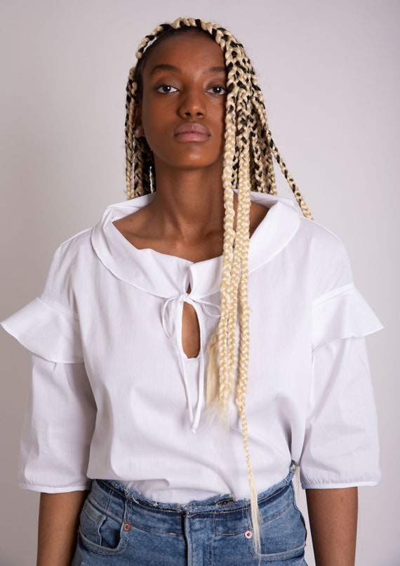 Blusa blanca de verano. Blusa Mujer Algod n. Ropa nica. Blusa