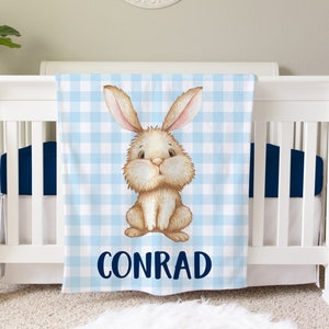 Rabbit Personalized Baby Blanket, Personalized Baby Gift, Bunny Blanket, Easter Blanket, Baby Shower Gift Birthday Gift Animal