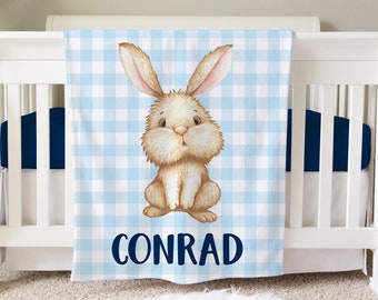 Couverture bébé personnalisée lapin, cadeau bébé personnalisé, couverture lapin, couverture Pâques, cadeau baby shower, cadeau d'anniversaire animal