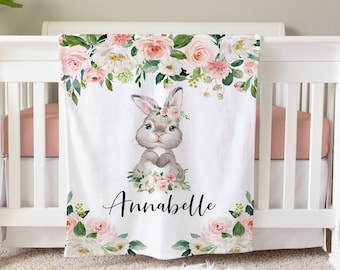 Cadeau premier Pâques, couverture personnalisée pour bébé, cadeau personnalisé pour bébé, couverture de lapin, couverture de Pâques, cadeau de baby shower, cadeau d'anniversaire animal