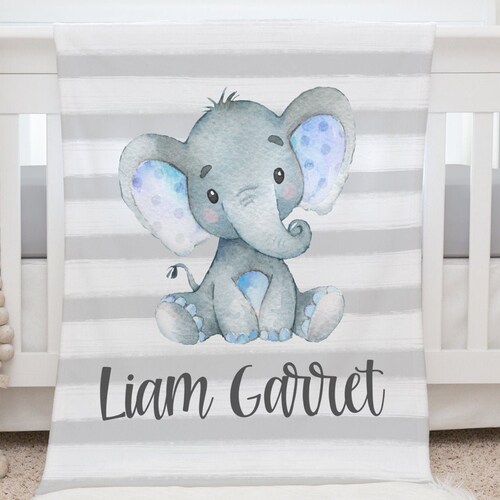 Elephant Blanket Personalized Baby Blanket Gift Toddler Etsy