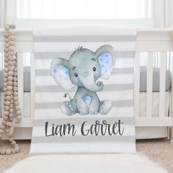 Elephant Blanket, Personalized Baby Blanket Gift, Toddler Blanket, Safari Nursery Decor, Toddler Birthday Gift, Jungle Elephant Blanket BB05