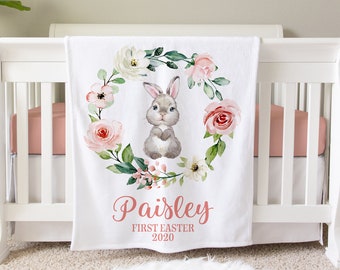 Premier cadeau de Pâques, couverture de bébé personnalisée, cadeau de bébé personnalisé, couverture de lapin, couverture de Pâques, cadeau de douche de bébé cadeau d'anniversaire Animal