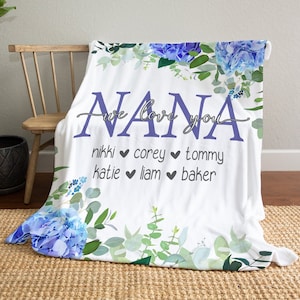 Christmas Blanket, Christmas Gift, Floral Hydrangeas Style Blanket, Personalized Mom Gift, Gift For Grandparent, Birthday Gift For Mom