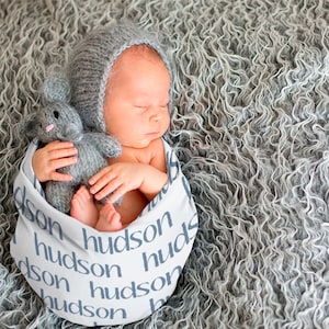 Baby Swaddle Blanket, Personalized Name Blanket, Birth Announcement Blanket, Baby Boy Name Hospital Blanket, Newborn Photo, Baby Shower Gift