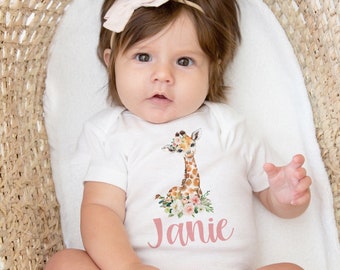 Personalized Giraffe Onesie®, Safari Theme Onesie®, Hello World Onesie®, Personalized Safari Giraffe Toddler Shirt