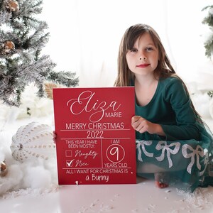 Segno di Natale per bambini, Immagini di Natale Foto Prop, Jammies di Natale Segno fotografico, Caro segno di Babbo Natale, Babbo Natale Foto Prop, Fotografia di Natale