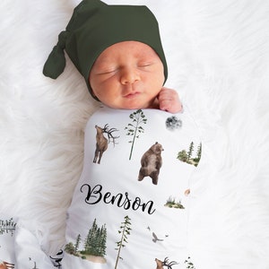 Woodland Personalized Swaddle, Baby Woodland Blanket, Custom Name Blanket, Hospital Blanket, Baby Shower Gift, Name Blanket, Toddler