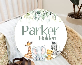 Safari Animal Baby Name Sign, Newborn Name Sign, Hospital Name Sign For New Baby, Newborn Photography Prop, Hospital Bag Essential