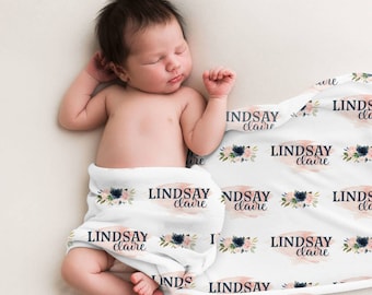 Personalized Swaddle Blanket, Baby Blanket, Baby Name Blanket, Birth Announcement Blanket, Baby Girl Name, Baby Boy Blanket Hospital Swaddle