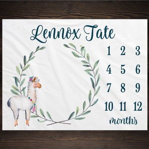 Llama Alpaca Milestone Blanket Personalized Monthly Growth Tracker Custom Baby Shower Gift For New Mom Blanket Newborn Boho Nursery