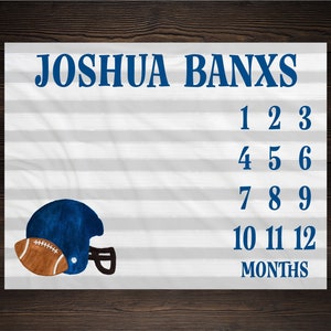Football Sports Milestone Blanket Monthly Growth Tracker Soft Fleece Blanket Baby Shower Gift Newborn Gift Blanket Watch Me Grow Baby Boy