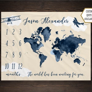 World Milestone Blanket Boy Monthly Growth Tracker Blanket Baby Shower Newborn Gift For Gender Neutral The World Has Been Waiting For You