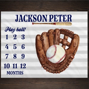 Baseball Milestone Blanket Monthly Growth Tracker Soft Fleece Sports Blanket Baby Shower Gift Newborn Gift Blanket Watch Me Grow Baby Boy