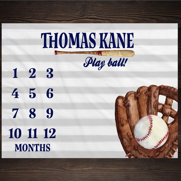 Baseball Milestone Blanket Monthly Growth Tracker Soft Fleece Sports Blanket Baby Shower Gift Newborn Gift Blanket Watch Me Grow Baby Boy