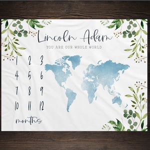World Milestone Blanket Boy Monthly Growth Tracker Blanket Baby Shower Newborn Gift For Gender Neutral You Are Our Whole World