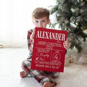 Segno di Natale per bambini, Immagini di Natale Foto Prop, Jammies di Natale Segno fotografico, Caro segno di Babbo Natale, Babbo Natale Foto Prop, Fotografia di Natale
