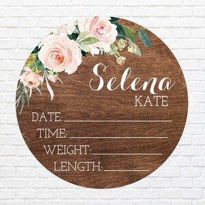 Birth Stats Round Wood Baby Name Sign Wooden Personalized Baby Name ...