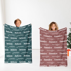 Coperta personalizzata per regalo di Natale per bambini, coperta con nome per bambini, coperta con nome per ragazzi e ragazze, regalo di Natale per nipoti NB11