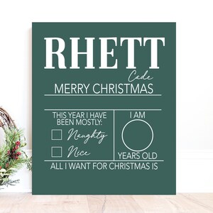Segno di Natale per bambini, Immagini di Natale Foto Prop, Jammies di Natale Segno fotografico, Caro segno di Babbo Natale, Babbo Natale Foto Prop, Fotografia di Natale