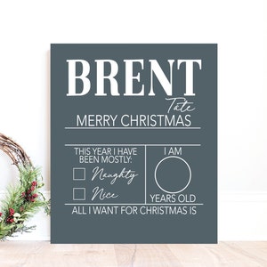 Segno di Natale per bambini, Immagini di Natale Foto Prop, Jammies di Natale Segno fotografico, Caro segno di Babbo Natale, Babbo Natale Foto Prop, Fotografia di Natale