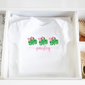 St. Patricks Day Clover Onesie®, Baby Girl Onesie®, Personalized Onesie®, First St. Patricks Day Gift, Toddler Kids Rainbow Shirt