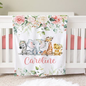 Personalized Baby Name Blanket Personalized Floral Baby Gift Custom Coming Home Elephant Hospital Blanket Baby Shower New Mom Gift