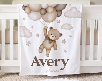 Teddy Bear Blanket, Personalized Baby Blanket Gift, Toddler Blanket, Teddy Bear Nursery Decor, Toddler Birthday Gift, Bear Blanket, BB18