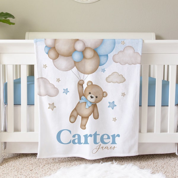 Couverture ours en peluche, cadeau couverture personnalisée pour bébé, couverture pour tout-petit, décoration de chambre d'ours en peluche, cadeau d'anniversaire pour tout-petit, couverture ours, BB15