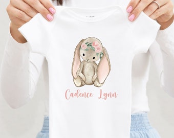 Girl Easter Onesie®, Baby Girl Bunny Onesie®, Personalized Onesie®, First Easter Gift, Toddler Kids Easter Bunny Shirt