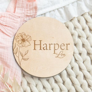 Birth Announcement Sign, Engraved Wooden Name Sign, Name Announcement Plaque, Wooden Nursery Decor, Newborn Photos, Baby Shower Gift, ES05