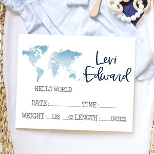 World Map Birth Stats Wood Name Sign Wooden Personalized Baby Name ...